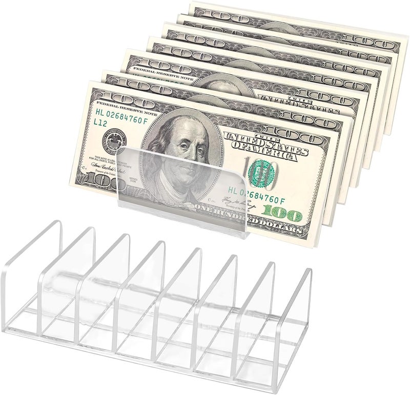 Philbinden 2 Packs Acrylic Mail Organizer Plastic Desk Cash Tray,7 Section Divided Vanity Organize Holder Vertical Letter Sorter for Desktop, Bill, Document, Notebook - Image 1